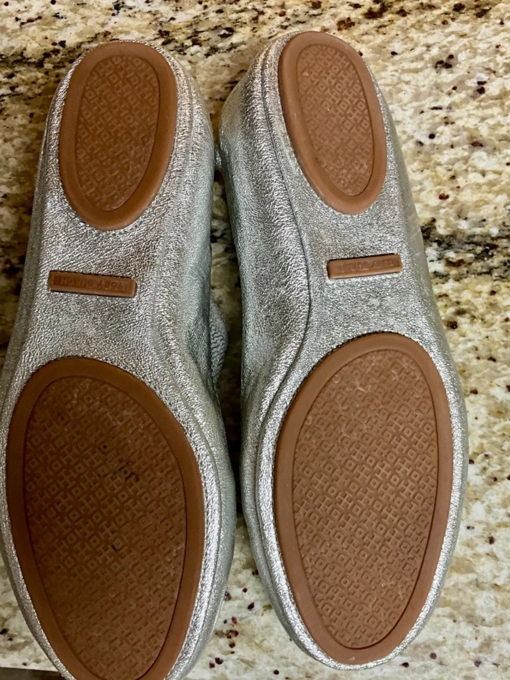 Tory Burch Silver Metallic Flats